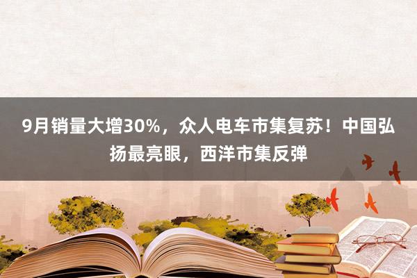 9月销量大增30%，众人电车市集复苏！中国弘扬最亮眼，西洋市集反弹