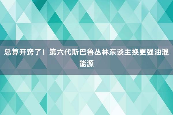 总算开窍了！第六代斯巴鲁丛林东谈主换更强油混能源