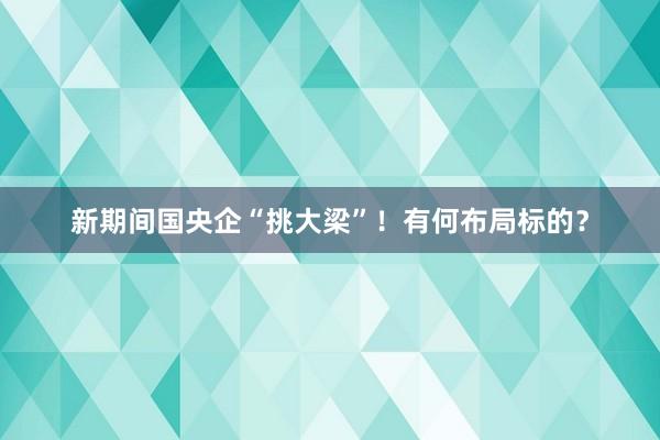 新期间国央企“挑大梁”！有何布局标的？