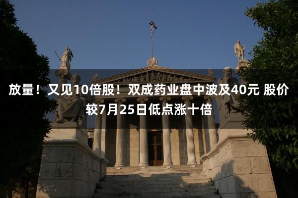 放量！又见10倍股！双成药业盘中波及40元 股价较7月25日低点涨十倍